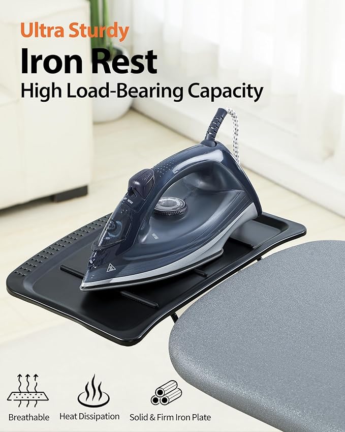Ironing Board Full Size, 43×13 Folding Ironing Boards, Height Adjustable & Space-Saving Wide Iron Board with Heat-Resistant Cover, Thick Pad & Heavy Duty Iron Table, for Laundry Room Clothes, Gray