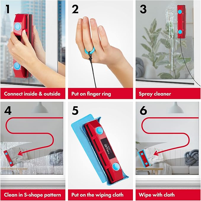 Tyroler Bright Tools The Glider D-2 Magnetic Window Cleaner for Double Glazed Windows. Fit to 0.3in - 0.7in Window Thickness. Glass Cleaner