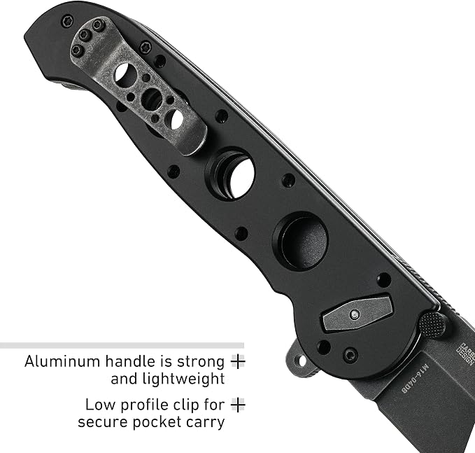CRKT M16-04DB Assisted Folding Knife with Deadbolt Lock - D2 Plain Edge Blade, Aluminum Handle, Reversible Pocket Clip, M16-04DB