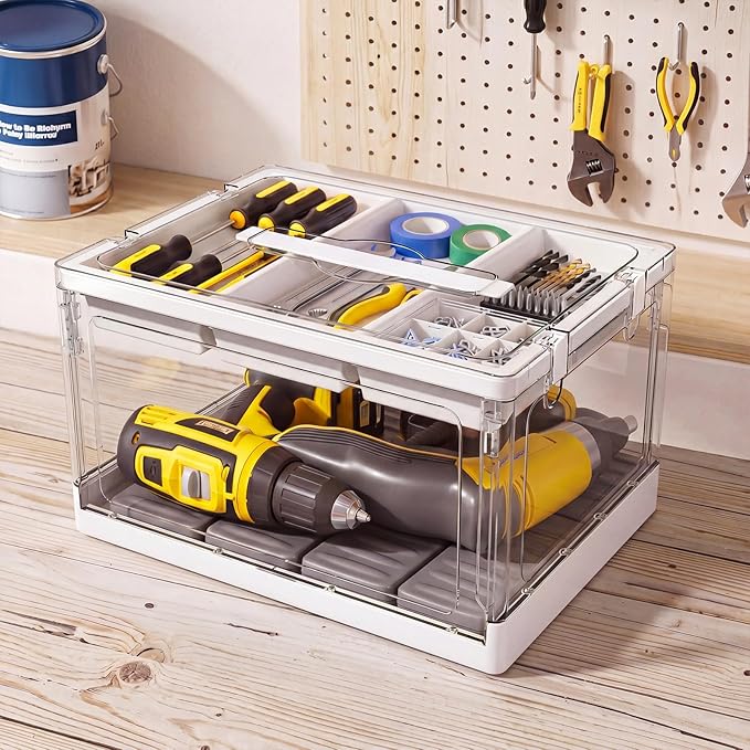 24QT 2Packs Clear Craft Organizers and Storage with Trays, Art Supply Organizer and Storage, Craft Storage Box with Lid for Beads, Markers, Coloring Books, Sewing, Playdoh and Tools