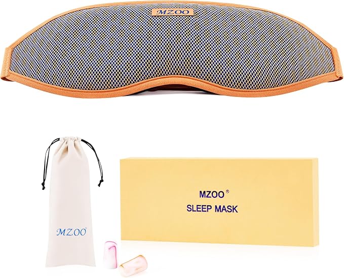 MZOO Pro Breathable Sleep Mask - Complete Blackout Sleeping Eye Mask for Side Sleeper, 3D Long Eyelash Friendly Night Blindfold, Travel Essentials Eye Cover Birthday Gifts for Women Men, Light Orange
