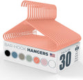 Plastic Hangers 30 Pack – Made in the USA – 6lb Capacity Standard Clothes Hangers with Strap Hooks for Dresses, Lingerie, Shirts, Pants, and Jackets – Peach