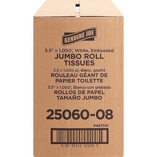 Genuine Joe - GJO2506008 Jumbo Dispenser Roll Bath Tissue (Pack of 8)