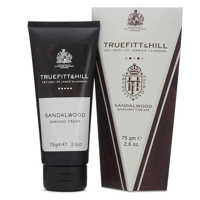 Truefitt & Hill Sandalwood Shaving Cream Tube for Men, Fresh Classic scent, 2.6 oz.