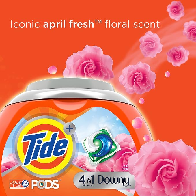 Tide PODS with Downy Liquid Laundry Detergent Pacs April Fresh 57 count