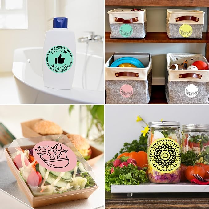 MFLABEL 2" Round Thermal Labels (3000 Labels) - 4 Color Self-Adhesive Stickers for Bottles, Jars & DIY | Waterproof QR Code Labels | Instant Print w/o Ink