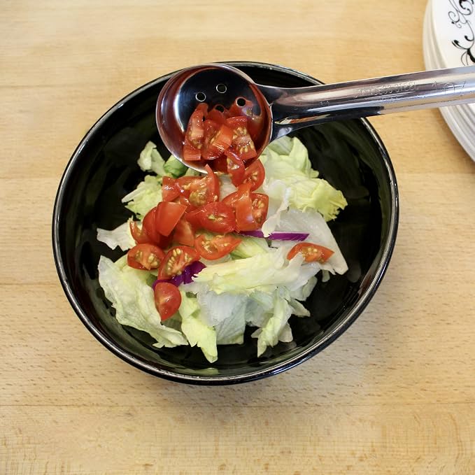 1 oz Slotted Stainless Steel Portion Control Ladle Spoon | Commercial-Grade Spoodle for Portioning & Draining - Pasta, Veggies & Buffet Service. Color-Coded by Size. Dishwasher Safe.
