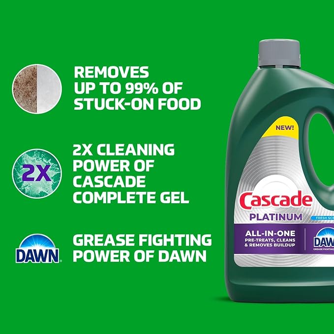 Cascade Platinum Dishwashing Liquid Gel - Fresh Scent, 125 oz. (2 Pack)