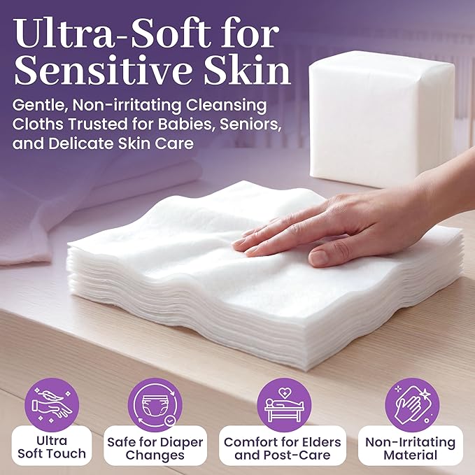 Disposable Dry Wipes, 500 Count - Extra Large Washcloths for Adults, Unscented Cleansing Cloths for Incontinence, Baby Care, Makeup Removal, Sensitive Skin - 9.5" x 13.5" Hospital Grade - ProHeal