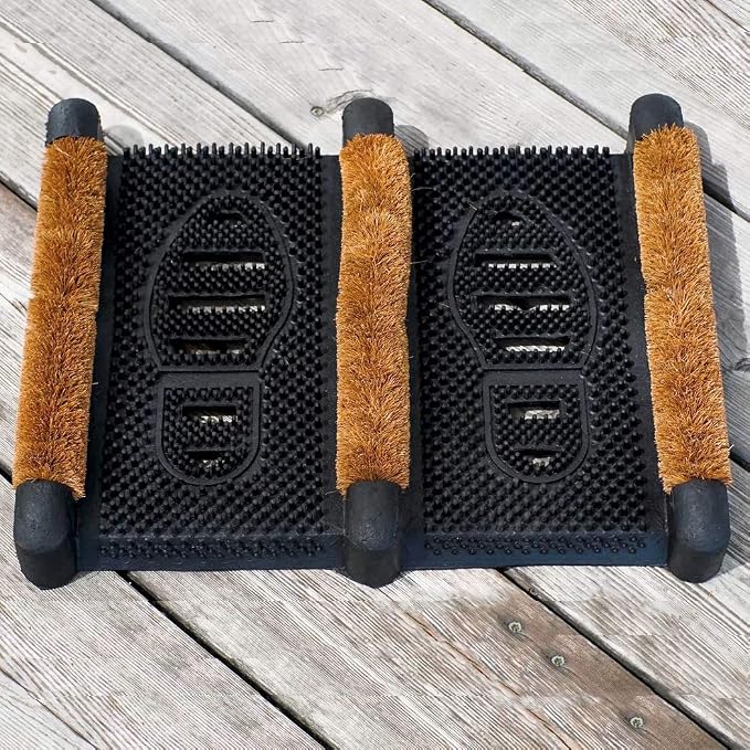 NINAMAR Mud Scrubber Rubber Brush Mat - Scrub & Scrape Muddy Shoes - 2 Pack