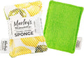 Marley's Monsters Washable Sponge – Reusable Eco-Friendly Scrubber – Dual-Sided for Gentle Cleaning or Heavy Duty Scrubbing – 4" x 5.5" Handmade in USA(Vintage Lemons/Green Back)