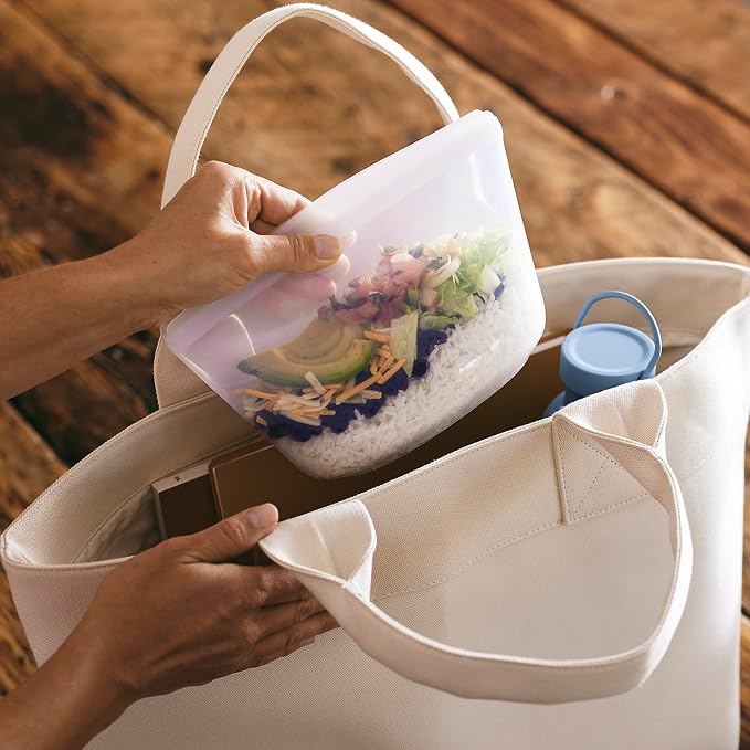 Stasher Premium Reusable Silicone Food Storage Bags, 3-Pack, Clear | Food-Safe Silicone, Eco-Friendly, Reusable Freezer Bags, Microwave, Dishwasher, Oven, Snack Bags, Lunch Containers, Meal Prep