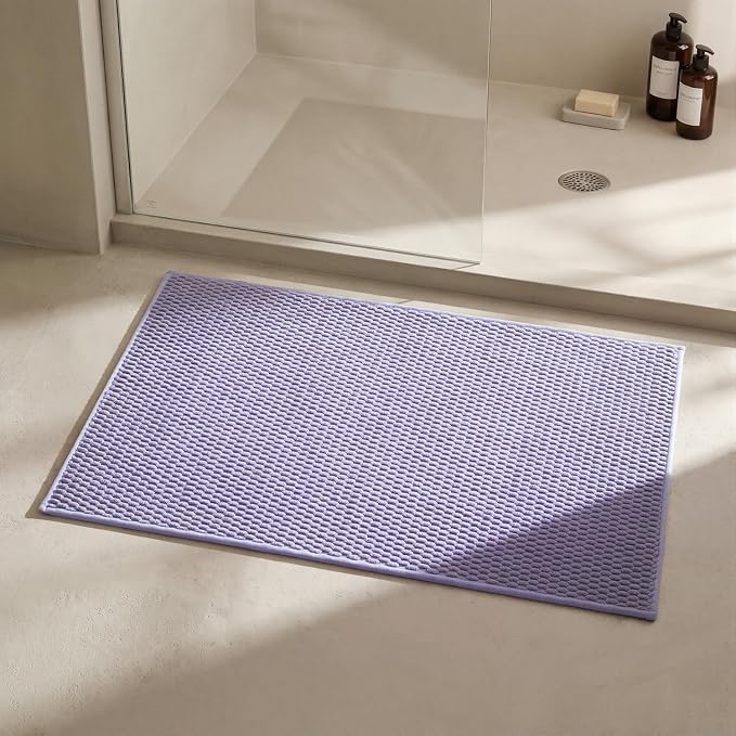 Triohero Bathroom Rugs Non Slip Washable, Super Absorbent Thin Bath Mat Small Quick Dry Low Pile Bathroom Rug, Lavender 20"x30"