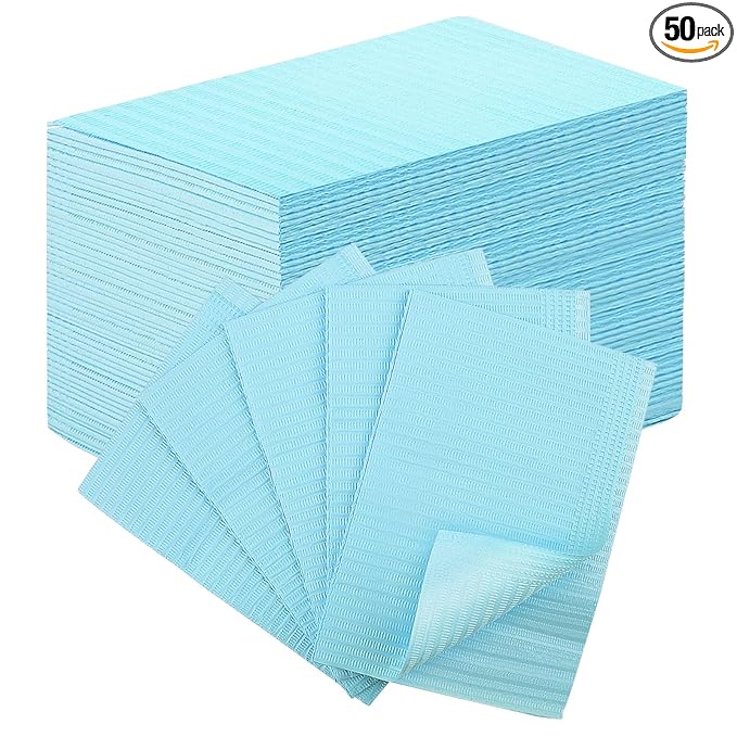 50pcs Disposable Nail Mats Foldable Nail Paper Towels for Table Acrylic Nail Practice Sheet, 3 Ply Waterproof Clean Nail Table Practice Mat for Salon Manicure Tattoo,Nail Art Accessories13"x18"(Blue)