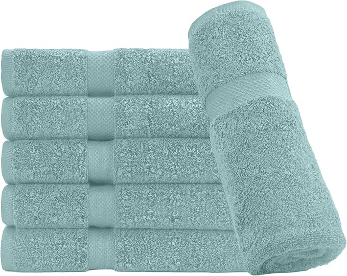 HERCULEAN Premium Bath Towels 24 x 48 Pack of 6 | Quick Dry and Highly Absorbent | 100% Cotton Terry Towels for Bathroom - Perfect for Shower - Pool and Spa - Luxury Soft Towels - Duck Egg
