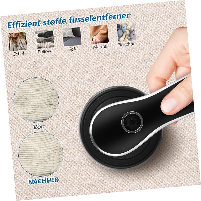 Mikinona USB Rechargeable Hair Ball Trimmer for Clothes Lint Remover Sweater Defuzzer with High-Performance Blades Portable White Fuzz and Pills Remover for Sweaters Sofa Curtains and