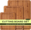 ROYAL CRAFT WOOD Wooden Cutting Boards for Kitchen Meal Prep & Serving - Bamboo Non Toxic Cutting Board Set with Deep Juice Groove Side Handles - Charcuterie & Chopping Butcher Block for Meat (3 Pcs)