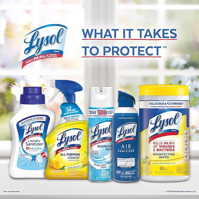 LYSOL Disinfecting Wipes, All Purpose Cleaner, Multi-Surface Antibacterial Cleaning Wipes, Household Cleaning Supplies, Dorm Essentials, Early Morning Breeze Scent, 80 ct.