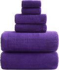 YTYC 39x78 Bath Sheets Set,Towels for Bathroom,Violet Purple,6-Piece | 2 Extra Large Bath Towels, 2 Hand Towels, 2 Washcloths, Super Soft,Highly absorbent,Hanging Loop,80% Polyester