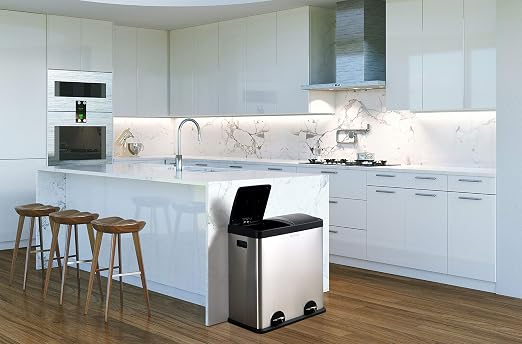 Step N' Sort The 16 Gal. 2-Compartment Stainless Steel Trash and Recycling Bin