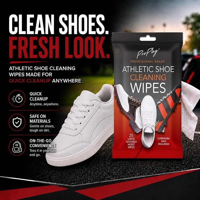 Athletic Shoe Cleaning Wipes | Repels Water from Shoes | Powerful Cleaner Removes Dirt, Grass, and Sand | Resealable