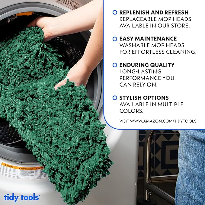 Commercial Dust Mop Replacement Head - 24 x 5 in. Cotton Nylon Reusable Mop Head- Industrial Dust Mop Refill for Floor Cleaning & Janitorial Supplies, Green