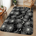 Halloween Washable Area Rugs for Living Room Bedroom, Large Non Slip Indoor Floor Carpet Absorbent Low Pile Black Scary White Bat Animal Net Geometric Door Mat Rugs for Bathroom Entryway 63"x78.7"