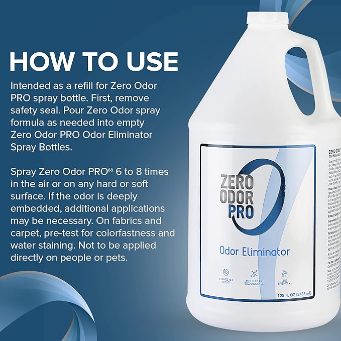 Zero Odor Pro Commercial Strength Odor Eliminator, Room Deodorizer and Air Freshener, Refill, 128 oz