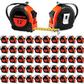 Copkim 50 Pieces Tape Measure Retractable and Easy Read with Fractions Marked Easy Read Basics Self Locking Measuring Tape Bulk for Engineer Contractors(12 Ft,Red)