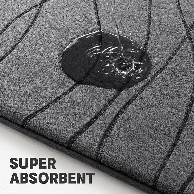 YIHOUSE Bathroom Rugs Set 2 Piece, Memory Foam Bath Mat Dark Grey | 17x24& 20x32, Ultra Soft, Absorbent, Non-Slip, Machine Washable, for Bathroom, Sink and Toilet