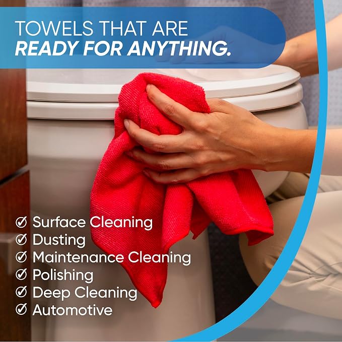 Microfiber Wholesale - 16"x16" 50 Pack Microfiber Cleaning Cloths, All-Purpose Shop Rags for Janitorial, Auto Detailing, Restaurants & Home Use — Reusable, Machine Washable (Yellow)