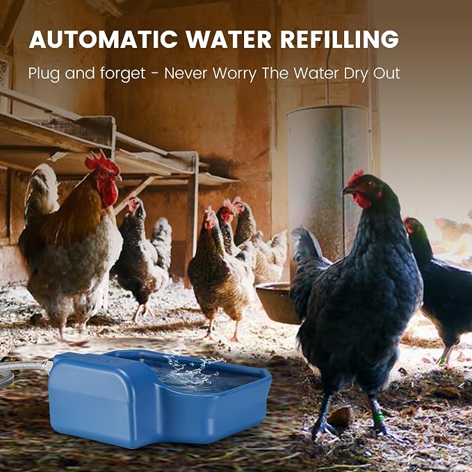 PETIMI Automatic Water Dispenser for Dogs/Cats, 1 Gallon Auto-Fill Dog Water Bowl Dispenser for Indoor/Outdoor, Large Water Feeder for Pets/Livestock, BPA-Free, Wide Mouth, Fits GHT 3/4" Faucet, Blue
