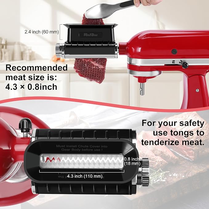 Adjustable Thickness Meat Tenderizer Attachment for Kitchenaid Stand Mixers, Meat Tenderizer Tool, Steak Cuber Processor Accessories, Dishwasher Safe, BPA Free Food Grade Plastic