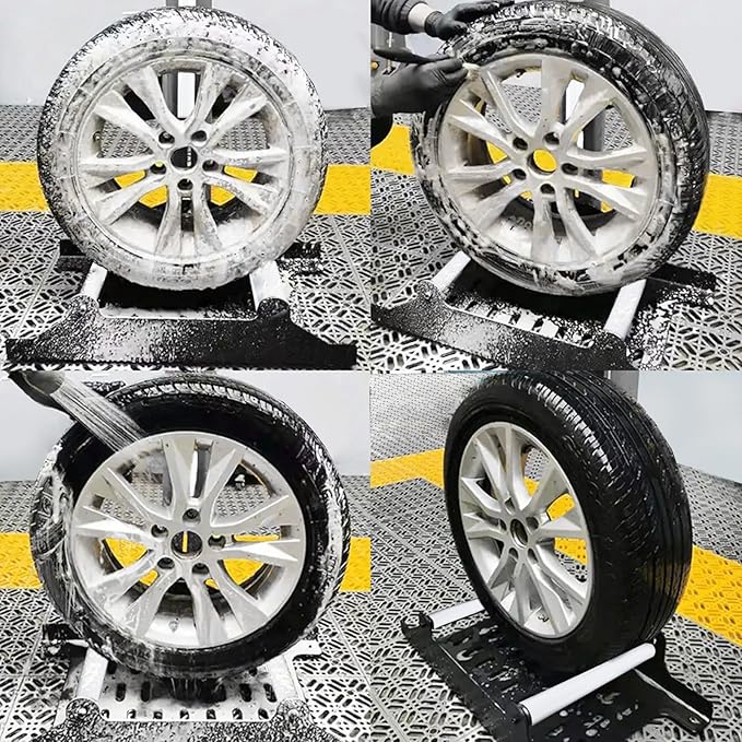 Rolling Wheel Detailing Stand,car tire Wheel Clean Tool,Car tire hub Cleaning Placement Frame Rotary Rolling Stand Tool,Car wash & Detailing Wheel Clean Stand, new car tire Cleaner