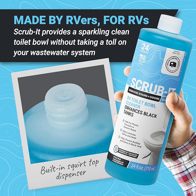 Unique Scrub-It RV Toilet Bowl Cleaner Liquid – Removes Stains, Odors & Debris, Safe RV Toilet Cleaner for RV & Marine Toilets, Value Pack, (24 oz, Pack of 3)