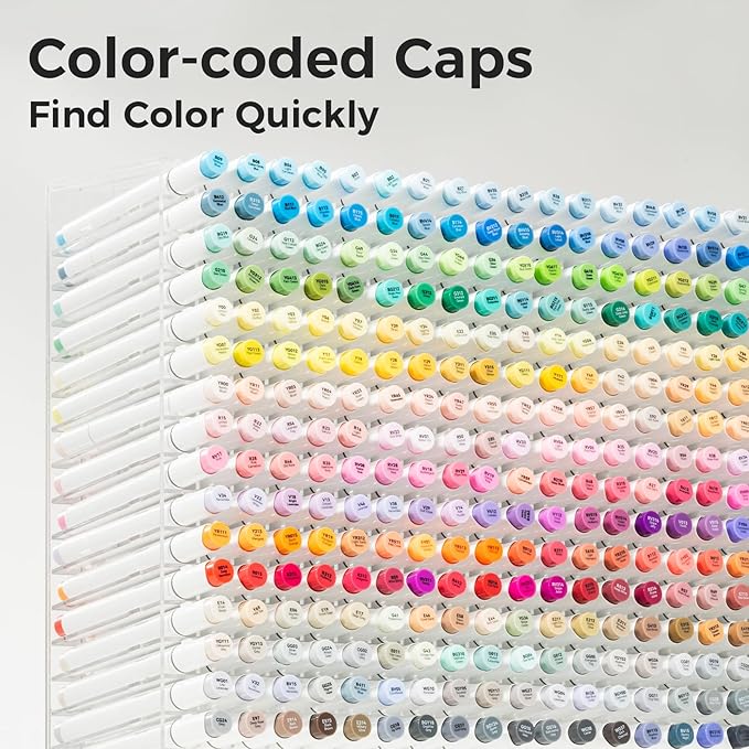 Ohuhu Alcohol Markers Brush Tip - 320-color Double Tipped Art Sketch Marker Set for Artists Adults Coloring Illustration -Brush & Chisel Dual Tips - Honolulu Series of Ohuhu Markers - Refillable Ink