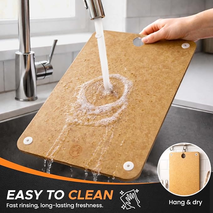 Earth’s Dreams Composite Wood Cutting Board 17” x 12” - Tan, Chopping Board | Extra Large, Non-Toxic, Dishwasher Safe, Knife-Friendly, Heavy-Duty Kitchen & Charcuterie Board