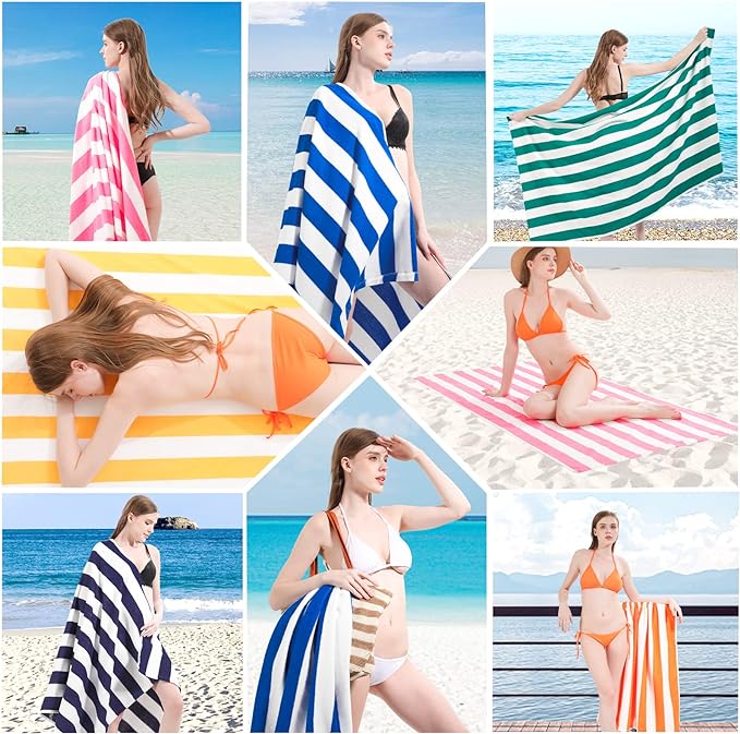 4 Packs Extra Large Beach Towel Bath Towel 72*40 Set Bathroom Sheets Bulk Oversized Soft Absorbent Thick Xl Big Giant Microfiber Terry Blanket Clearance Turkish Toallas De Playa NOT Cotton Blue Navy