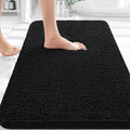 OLANLY Bathroom Rugs 32x20, Extra Soft Absorbent Chenille Bath Rugs, Rubber Backing Quick Dry, Machine Washable Bath Mats for Bathroom Floor, Tub and Shower, Home Decor Accessories, Black