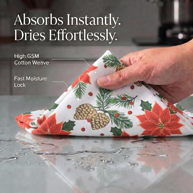 Urban Villa Kitchen Towels Cotton Dish Towels 20”x30”(Set of 6) Pinecone