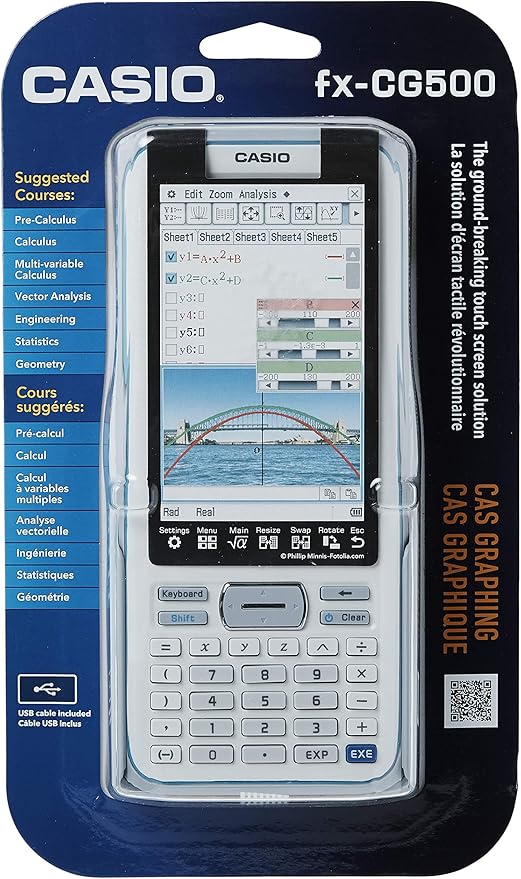 Casio fx-CG500 Graphing Calculator – Touchscreen with Stylus | CAS Functionality, Drag-and-Drop | Ideal for Advanced Math, Calculus & Engineering