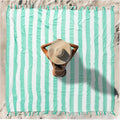 Vikumond Turkish Beach Towel Blanket Oversized 88x82 Inch Quick Dry Aqua | Lightweight Compact Portable Sand Free Absorbent Boho Woven Throw for Pool Swimming Picnic Camping Cruise Outdoor Essentials
