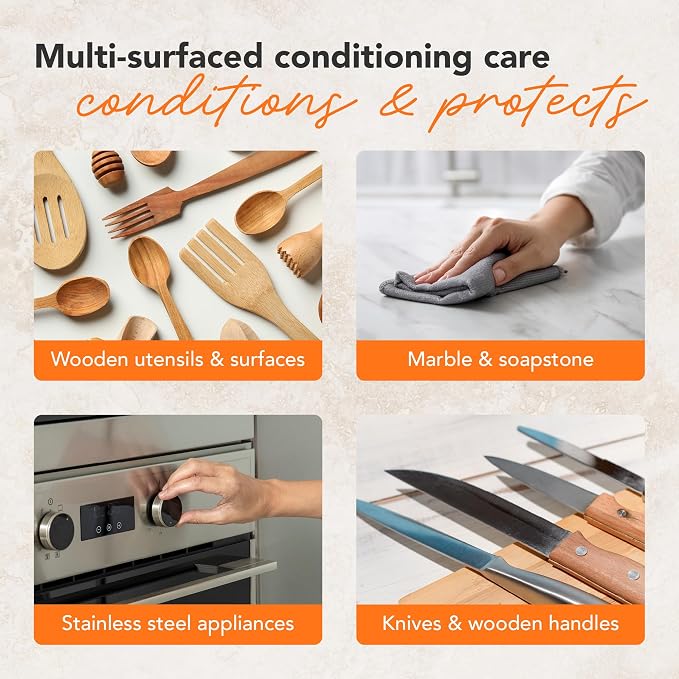 CLARK'S Food Grade Cutting Board Full Care Kit, Coconut Scent - 6 Pack | Includes Cutting Board Oil & Wax, both made of Organic Coconut Oil, Cleaner, Applicators, Buffing Pads - Protects & Restores