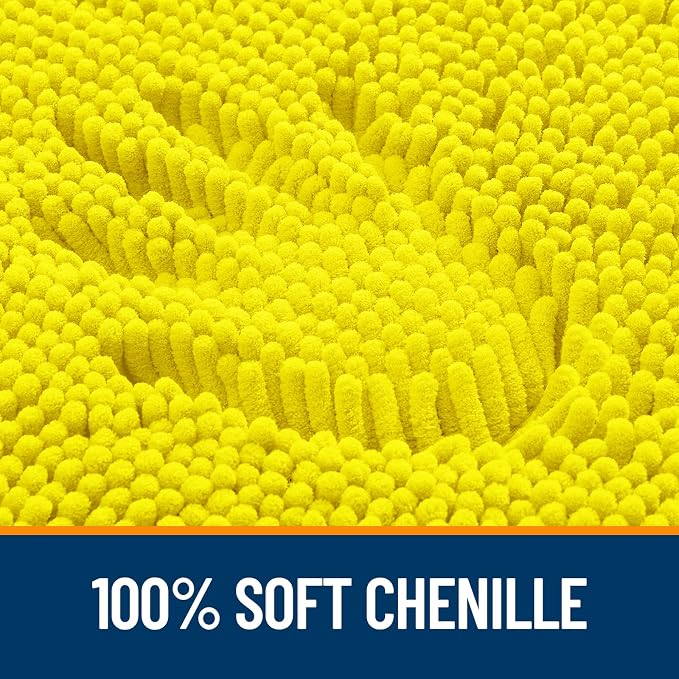 OLANLY Bathroom Rugs 36x24, Extra Soft Absorbent Chenille Bath Rugs, Rubber Backing Quick Dry, Machine Washable Bath Mats for Bathroom Floor, Tub and Shower, Home Decor Accessories, Lemon Yellow