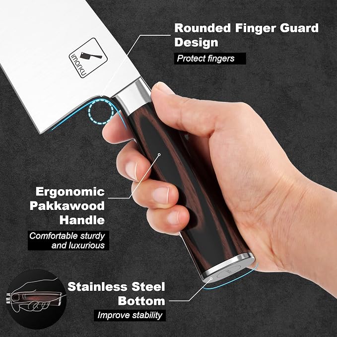 imarku 7" Meat Cleaver, Japanese SUS440A Steel, Ultra Sharp Butcher Knife | High Carbon Stainless Steel Kitchen Knife with Detachable Handle, Ideal for Home, Kitchen, Restaurant and Professional Use