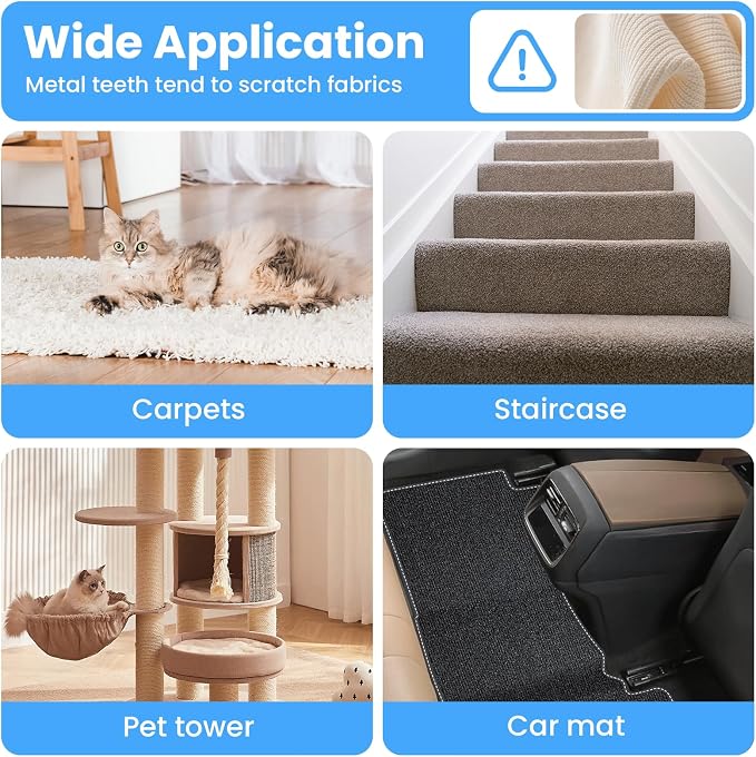 3 in 1 Carpet Rake for Pet Hair Removal, Gray | Tool Set of 3, 55" Long Handle, Carpet Pet Hair Removal Carpet Scraper, Dog Cat Hair Remover for Sofa, Couch, Car, Rug