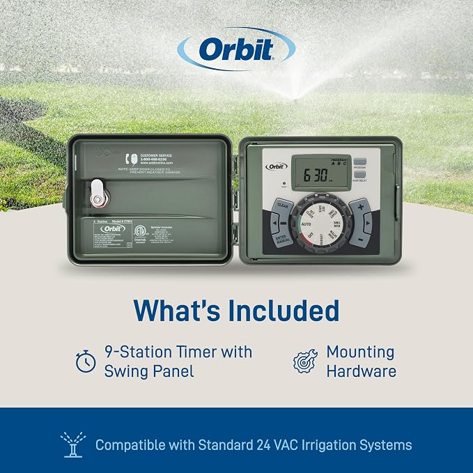 Orbit 57899 9-Station Outdoor Swing Panel Sprinkler System Timer