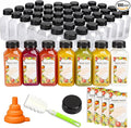 TOMNK 100pcs 8oz Empty Plastic Juice Bottles with Caps, Reusable Clear Bulk Beverage Containers with Label, Funnel and Brush for Juicing, Milk, Smoothie, Drinking, Beverages