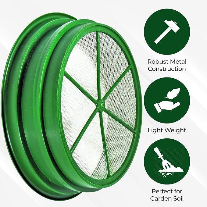 SE Gold Prospecting-Sifting-Panning, 13.25 Inch Wide Stackable Classifier Gold Prospecting Pan, 1/12 Inch Stainless Steel Mesh Sifting Pan, Green