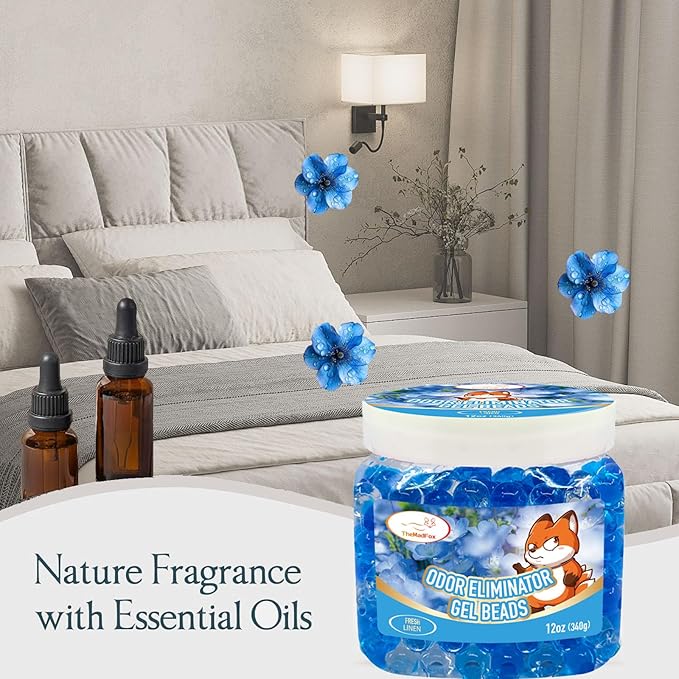2 Pack Odor Eliminator Gel Beads, 12 oz, Scented Gel Air Freshener, Pet Odor Eliminator for Bathroom, Closet, Pet Area & RVs, Lasts 90 Days for Improved Home Fragrance, Fresh Linen